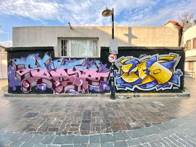 Colorful Stylewriting by Ufo and SLAYP. This Graffiti is located in Antalya, Turkey and was created in 2024.