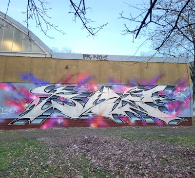 Chrome and Colorful Stylewriting by Riots. This Graffiti is located in Leipzig, Germany and was created in 2024.
