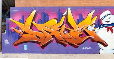 Orange and Violet Stylewriting by TGSCREW and Esta. This Graffiti is located in Tivoli, Italy and was created in 2024. This Graffiti can be described as Stylewriting and Characters.