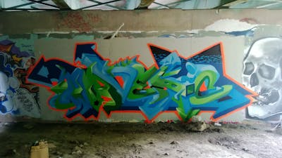 Colorful Stylewriting by Havek, IC, UGN, BMK and CMK. This Graffiti is located in Toledo, United States and was created in 2011. This Graffiti can be described as Stylewriting and Abandoned.