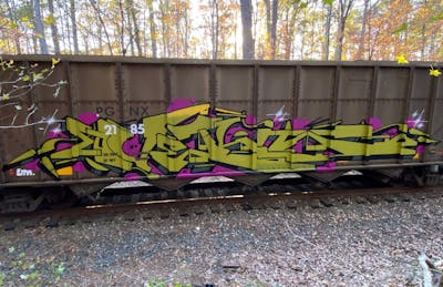 Violet and Grey and Light Green Stylewriting by OVERT. This Graffiti is located in United States and was created in 2022. This Graffiti can be described as Stylewriting, Trains and Freights.