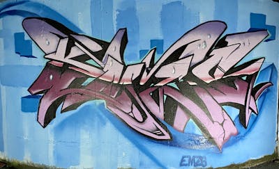 Light Blue and Coralle Stylewriting by EmzG. This Graffiti is located in Zug, Switzerland and was created in 2022.