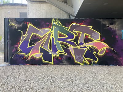 Yellow and Colorful Stylewriting by Curt. This Graffiti is located in Germany and was created in 2023. This Graffiti can be described as Stylewriting and Wall of Fame.