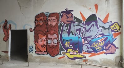 Colorful Stylewriting by AZY and Moosem135. This Graffiti is located in Baku, Azerbaijan and was created in 2019. This Graffiti can be described as Stylewriting, Characters and Abandoned.
