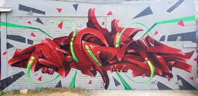 Red and Light Green Stylewriting by angst. This Graffiti is located in Bitterfeld, Germany and was created in 2022. This Graffiti can be described as Stylewriting and 3D.
