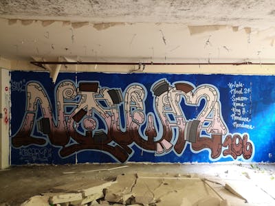 Blue and Brown Stylewriting by CesarOne.SNC. This Graffiti is located in Germany and was created in 2018. This Graffiti can be described as Stylewriting and Abandoned.
