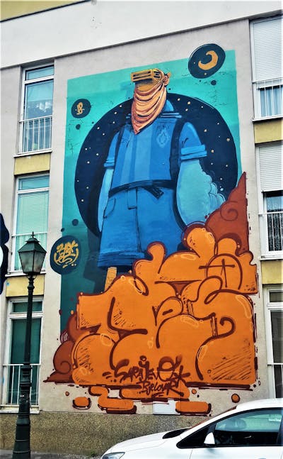 Colorful and Orange and Cyan Stylewriting by Hades. This Graffiti is located in Sarajevo, Bosnia and Herzegovina and was created in 2018. This Graffiti can be described as Stylewriting, Characters, Streetart, Murals and Throw Up.