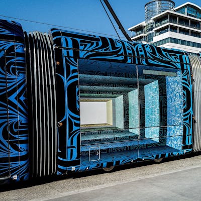 Blue and Light Blue Stylewriting by Astro. This Graffiti is located in Lyon, France and was created in 2022. This Graffiti can be described as Stylewriting, Trains, 3D and Commission.