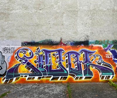 Orange and Violet Stylewriting by Cube Cuba and SLAM. This Graffiti is located in Uzhhorod, Ukraine and was created in 2021.