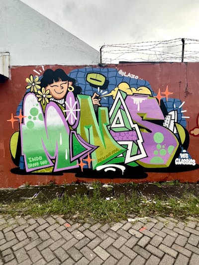 Colorful Characters by Minas. This Graffiti is located in Yogyakarta, Indonesia and was created in 2022. This Graffiti can be described as Characters, Stylewriting and Wall of Fame.