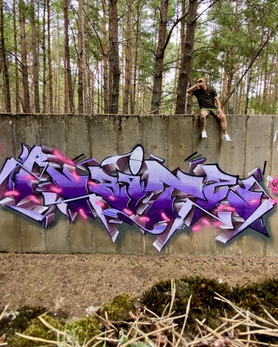 Violet and Coralle Stylewriting by Raitz. This Graffiti is located in Germany and was created in 2023. This Graffiti can be described as Stylewriting, Abandoned and Atmosphere.