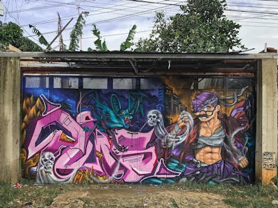 Colorful Stylewriting by nide and dims. This Graffiti is located in Tangerang, Indonesia and was created in 2022. This Graffiti can be described as Stylewriting, Characters and Abandoned.