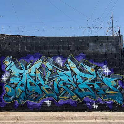 Cyan Stylewriting by Oclocs and Toker by. OCLOCS. This Graffiti is located in Mexicali, Mexico and was created in 2021.