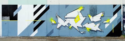 Light Blue and White Stylewriting by Malz and DRMLZ. This Graffiti is located in Dessau, Germany and was created in 2020.