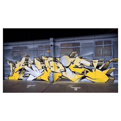 Yellow and Grey Stylewriting by Rowdy. This Graffiti is located in Mainz, Germany and was created in 2020.
