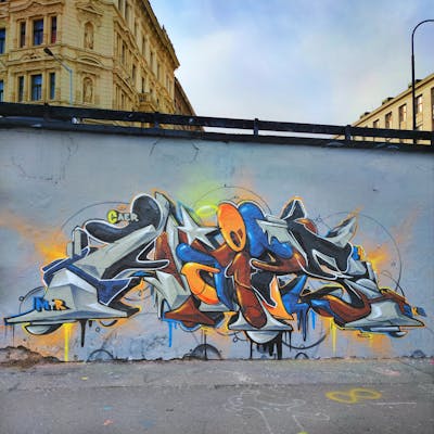 Colorful Stylewriting by Caer8th. This Graffiti was created in 2022 but its location is unknown. This Graffiti can be described as Stylewriting and Wall of Fame.