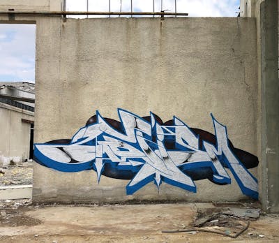 Chrome and Blue Stylewriting by Zota. This Graffiti is located in Greece and was created in 2022. This Graffiti can be described as Stylewriting and Abandoned.