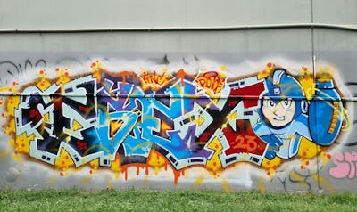 Colorful Stylewriting by ESSEX and TNC. This Graffiti is located in Brisbane, Australia and was created in 2023. This Graffiti can be described as Stylewriting and Characters.
