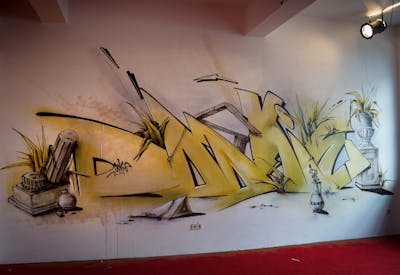 Yellow Stylewriting by Dj Dookie and WKS. This Graffiti is located in MÜNSTER, Germany and was created in 2023. This Graffiti can be described as Stylewriting and Characters.