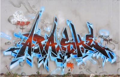 Light Blue and Brown and Red Stylewriting by apashe. This Graffiti is located in Marseille, France and was created in 2021.