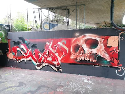 Red and Coralle Stylewriting by Stawk, Someone and Atelier wandART. This Graffiti is located in Basel, Switzerland and was created in 2020. This Graffiti can be described as Stylewriting and Characters.