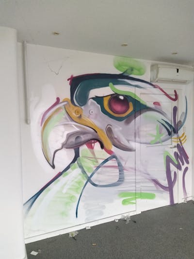 Colorful Characters by Lints. This Graffiti is located in Denmark and was created in 2021. This Graffiti can be described as Characters, Handstyles and Abandoned.