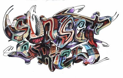 Colorful Blackbook by Mind21 and sunset crew. This Graffiti is located in Mainz, Germany and was created in 2022.