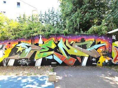 Colorful Stylewriting by Deno. This Graffiti is located in Lovran, Croatia and was created in 2023.
