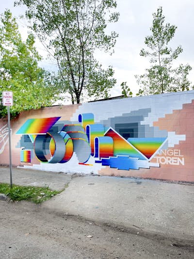 Colorful and Grey Stylewriting by Angeltoren. This Graffiti is located in New York, United States and was created in 2022. This Graffiti can be described as Stylewriting, Futuristic and Streetart.