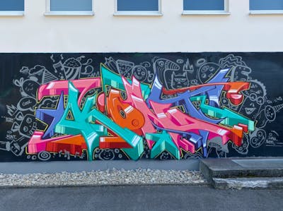Colorful Stylewriting by KonT. This Graffiti is located in bochum, Germany and was created in 2022. This Graffiti can be described as Stylewriting and Wall of Fame.