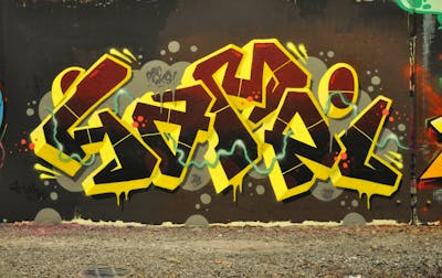 Yellow and Grey and Black Stylewriting by HAMPI. This Graffiti is located in bochum, Germany and was created in 2023. This Graffiti can be described as Stylewriting and Wall of Fame.