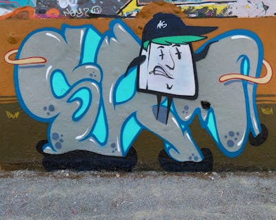 Colorful Stylewriting by NKS. This Graffiti is located in madrid, Spain and was created in 2022. This Graffiti can be described as Stylewriting, Characters and Wall of Fame.