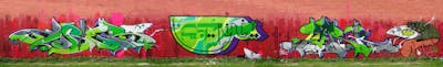 Light Green and Colorful Stylewriting by urine, mobar, Jolly Fellow, Pork and OST. This Graffiti is located in Leipzig, Germany and was created in 2011. This Graffiti can be described as Stylewriting, Characters and Wall of Fame.