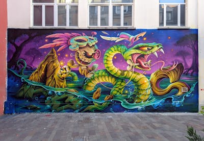 Colorful Characters by Abys. This Graffiti is located in Mulhouse, France and was created in 2022. This Graffiti can be described as Characters, Stylewriting and Streetart.