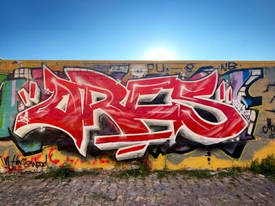 Red and White Stylewriting by ORES24. This Graffiti is located in Halle (Saale), Germany and was created in 2023.