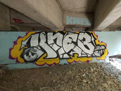 Chrome and Colorful Stylewriting by KNEB. This Graffiti is located in Cyprus and was created in 2021. This Graffiti can be described as Stylewriting and Characters.