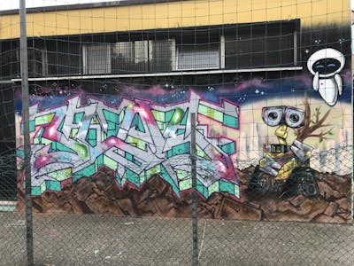 Colorful Characters by KD, Slog175 and DOS. This Graffiti is located in Venice, Italy and was created in 2021. This Graffiti can be described as Characters and Stylewriting.