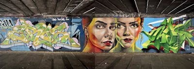 Colorful Stylewriting by Czosen1, OMIS, EROSick and FLOVVIEE. This Graffiti is located in Warszawa, Poland and was created in 2024. This Graffiti can be described as Stylewriting, Characters and Wall of Fame.