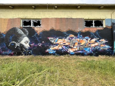 Colorful and Black Stylewriting by shmri, Posa and TMF. This Graffiti is located in Leipzig, Germany and was created in 2023. This Graffiti can be described as Stylewriting, Characters and Abandoned.