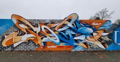 Orange and Colorful Stylewriting by Joes one. This Graffiti is located in Ludwigsfelde, Germany and was created in 2021.