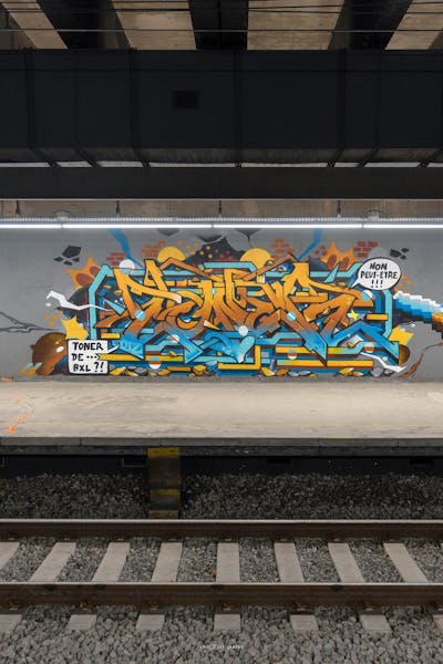 Orange and Light Blue Stylewriting by OTZ and Toner2. This Graffiti is located in Belgium and was created in 2020.