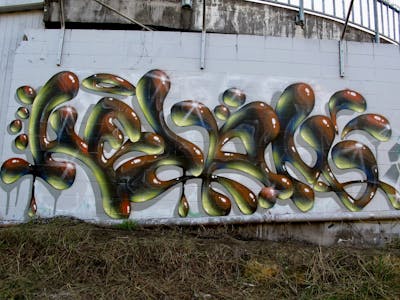 Colorful Stylewriting by Kezam. This Graffiti is located in Auckland, New Zealand and was created in 2022. This Graffiti can be described as Stylewriting and 3D.