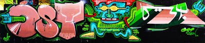 Colorful Characters by Hülpman, mobar, urine and OST. This Graffiti is located in Berlin, Germany and was created in 2017. This Graffiti can be described as Characters, Stylewriting and Streetart.