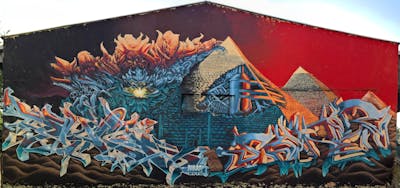 Colorful Stylewriting by Nemos, Duch and Sainter. This Graffiti is located in Poltar, Slovakia and was created in 2019. This Graffiti can be described as Stylewriting and Murals.