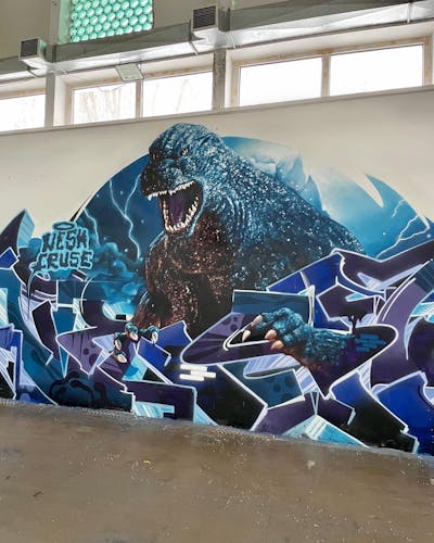 Violet and Blue Stylewriting by cruze. This Graffiti is located in Warsaw, Poland and was created in 2021. This Graffiti can be described as Stylewriting and Characters.