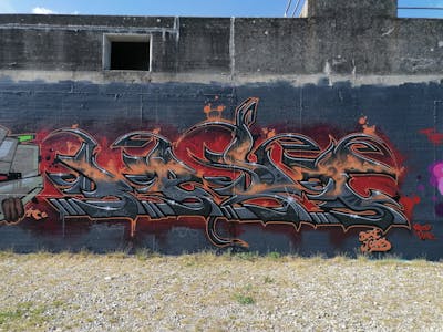 Grey and Red Stylewriting by Dest, Dest Jones and TCC. This Graffiti is located in Basel, Switzerland and was created in 2022.