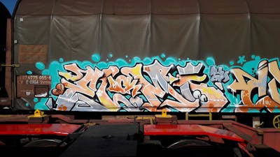 Colorful Stylewriting by DCK, ALL CAPS COLLECTIVE and Elmo. This Graffiti is located in Hungary and was created in 2020. This Graffiti can be described as Stylewriting, Trains and Freights.