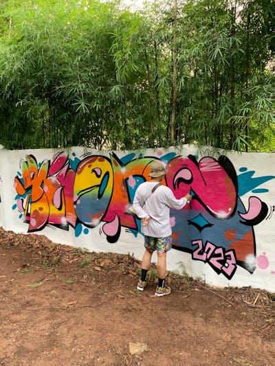 Colorful Stylewriting by Kiong. This Graffiti is located in Batam, Indonesia and was created in 2023.