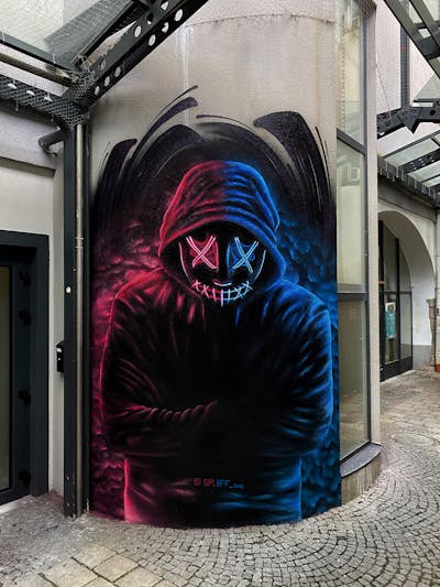 Black and Colorful Characters by LScrew and spliff one. This Graffiti is located in Wels, Austria and was created in 2021.