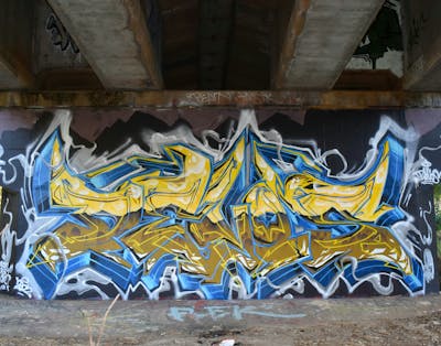 Yellow and Light Blue Stylewriting by DEVOS. This Graffiti is located in Perth, Australia and was created in 2022. This Graffiti can be described as Stylewriting and Abandoned.